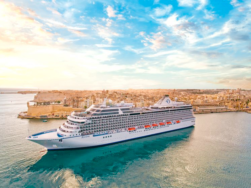 Allura Cruiseship along Mediterranean coastline