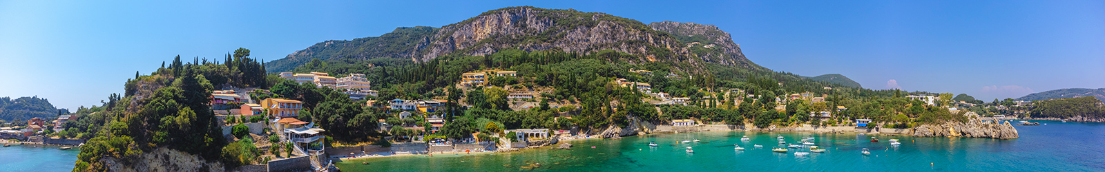 Aerial view of Paleokastritsa in Corfu Greece